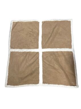 Vintage Baby Gap Faux Suede Leather Sherpa Shearling Tan Brown Baby Blanket